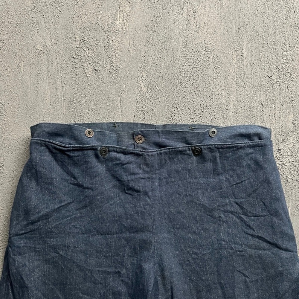 Vintage Broad Fall Denim Work Pants 38x28 Blue 1940s 1950s Selvedge Amish - Picture 2 of 12